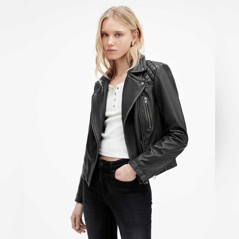 ALL SAINTS | Cargo Distressed Leather Biker Jacket